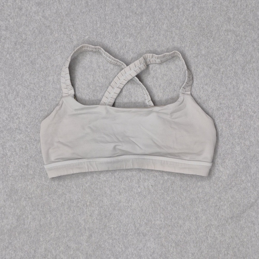 Lululemon Women Sports Bra 12 Gray Energy Wireless Mesh Racerback